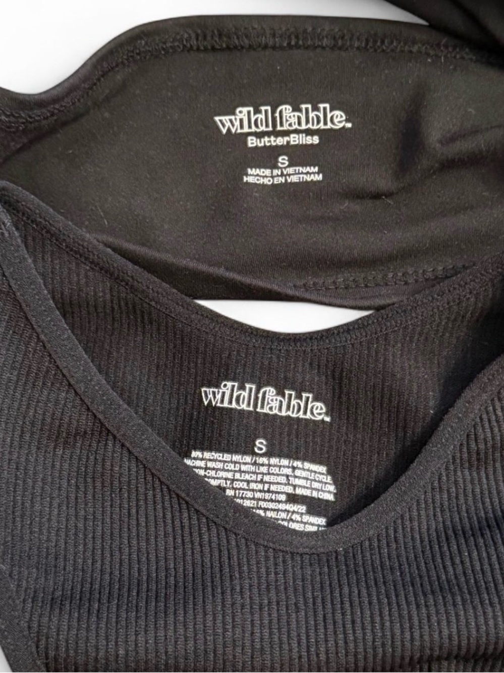 Black Ribbed Racerback Crop Top & Halter Bralette. Small - Picture 3 of 3